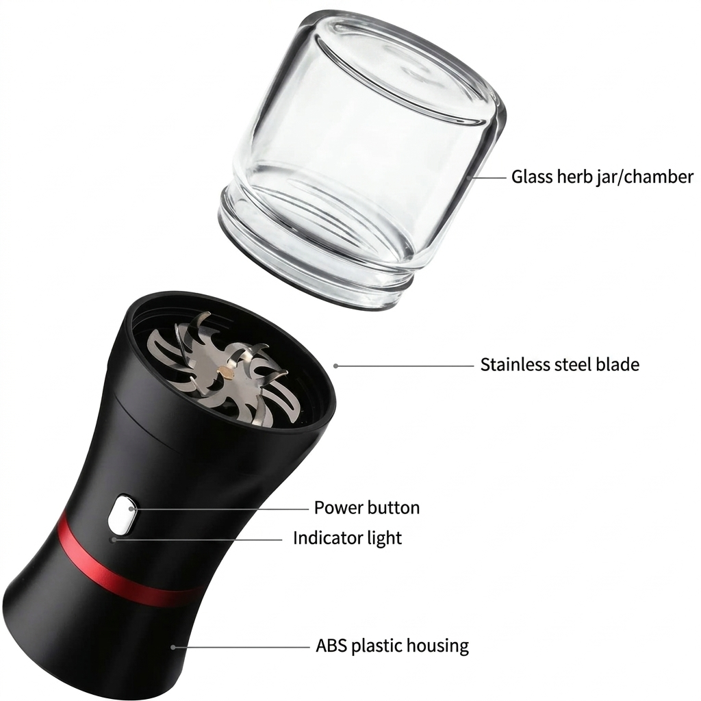 Portable USB Electric Herb Grinder with 1100 mAh High-Power Motor