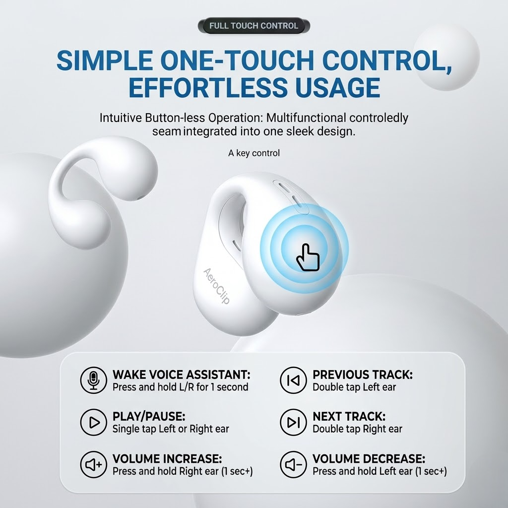 T75 Open-Ear Clip Wireless Bluetooth Earbuds