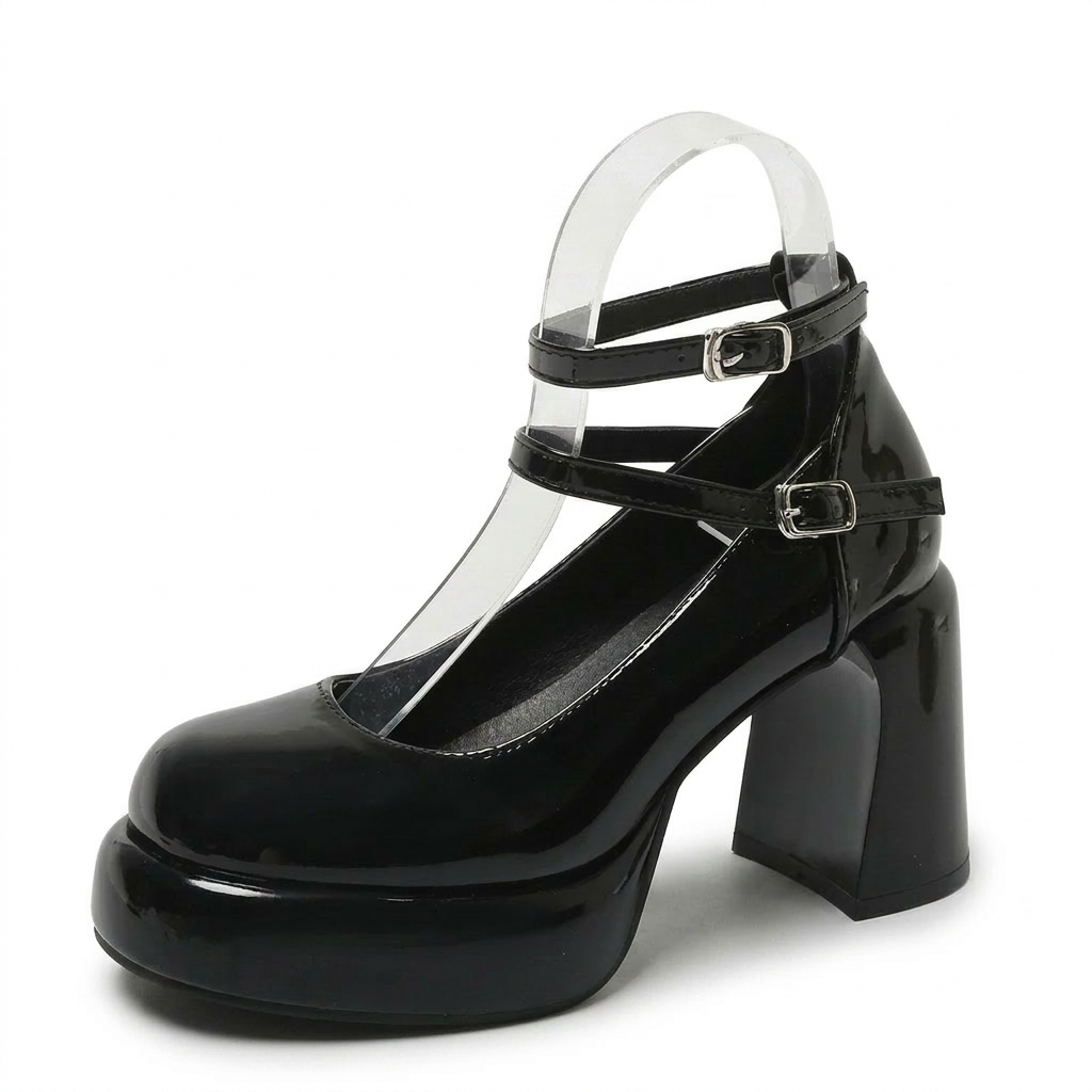 Mary Jane Platform Block Heel Pumps