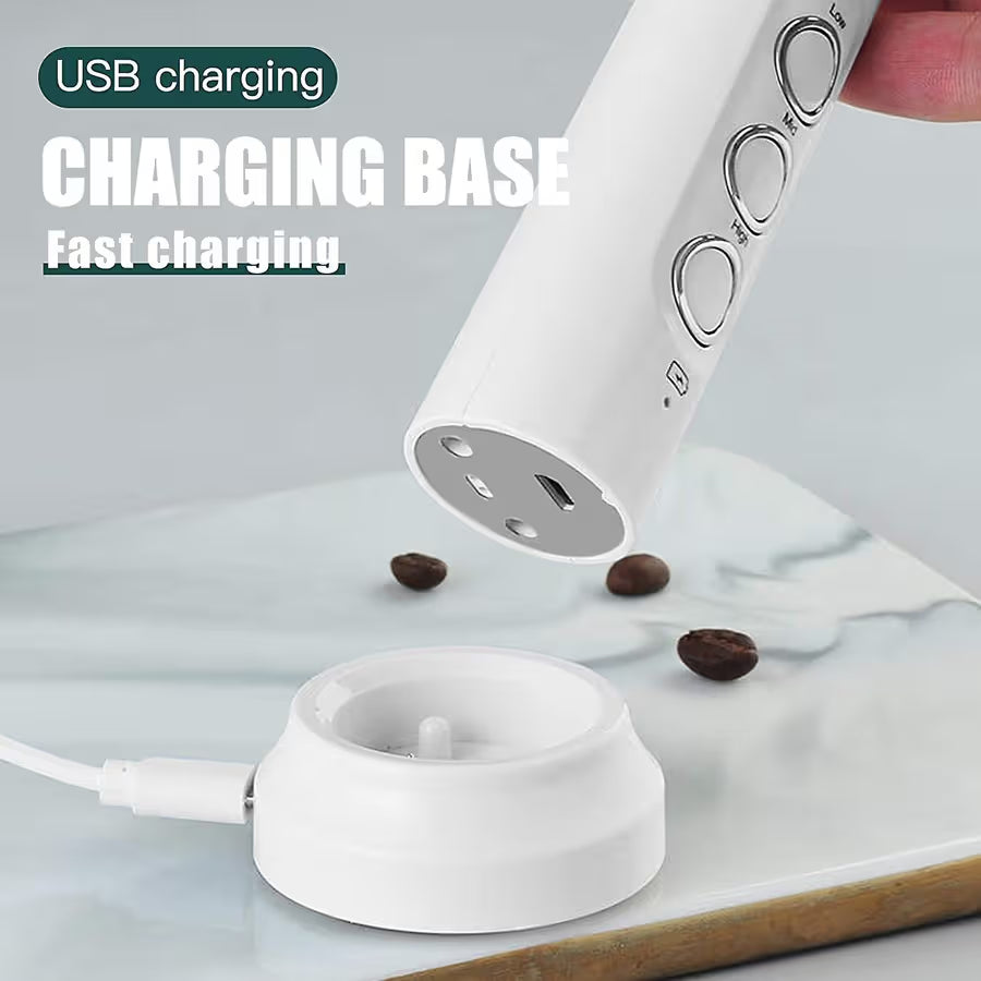 3-in-1 Electric 3-Speed Milk Frother & Mixer – USB Rechargeable