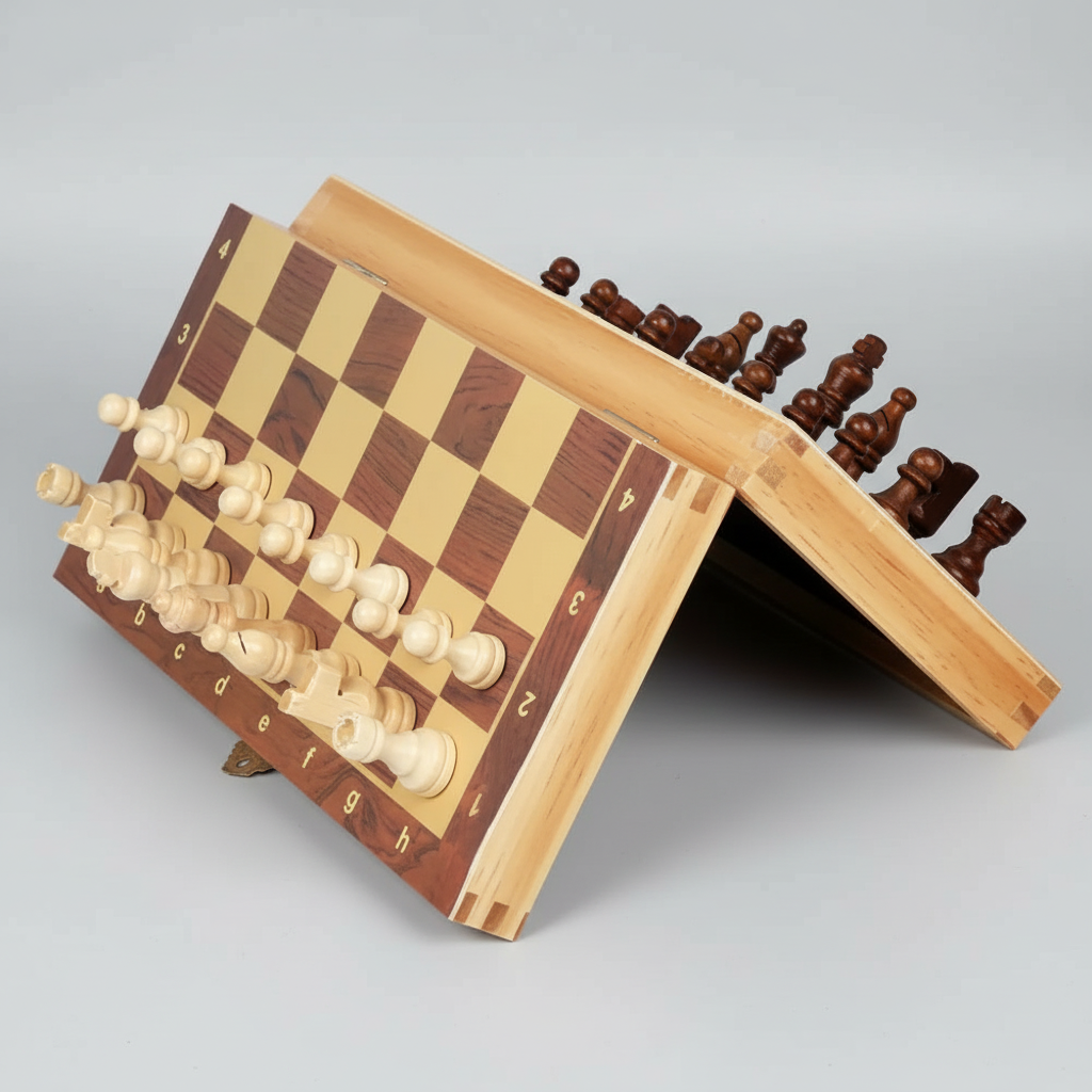 Magnetic Solid Wood Folding Chess Set