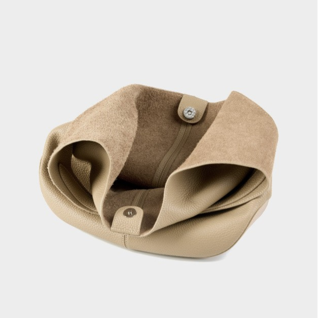 Slouchy Hobo Shoulder Bag in Genuine Cowhide Leather