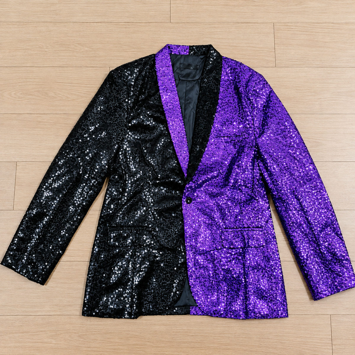 Men's Colorblock Split-Sequin Tuxedo Blazer