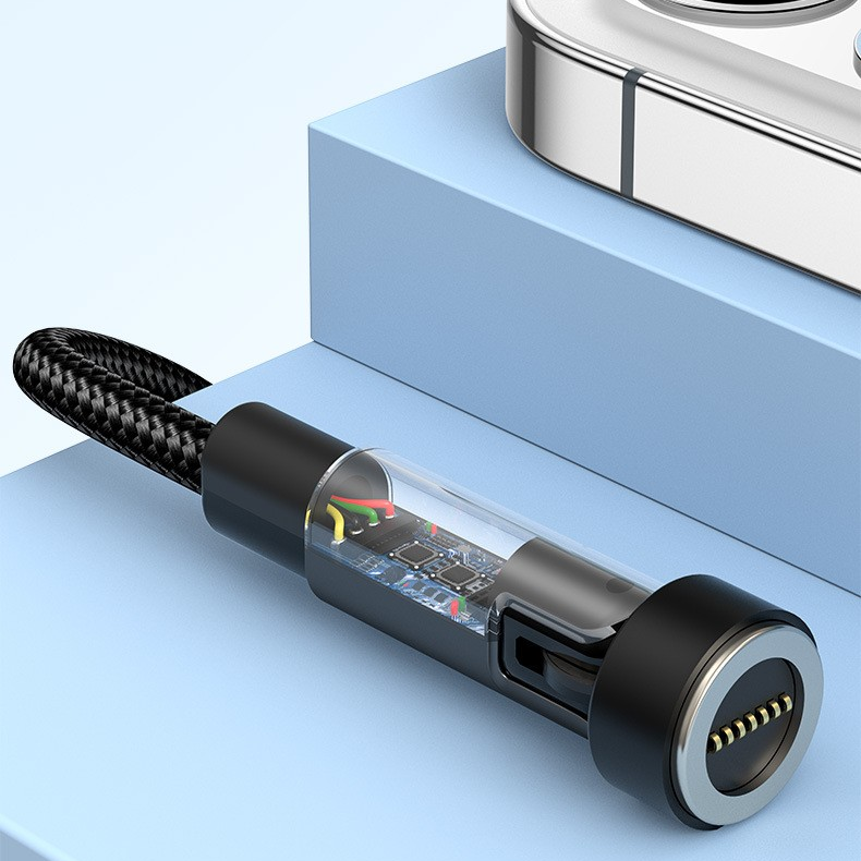 100W Super Fast 540° Rotating Magnetic Charging Cable for Type-C, Micro-USB, and Lightning