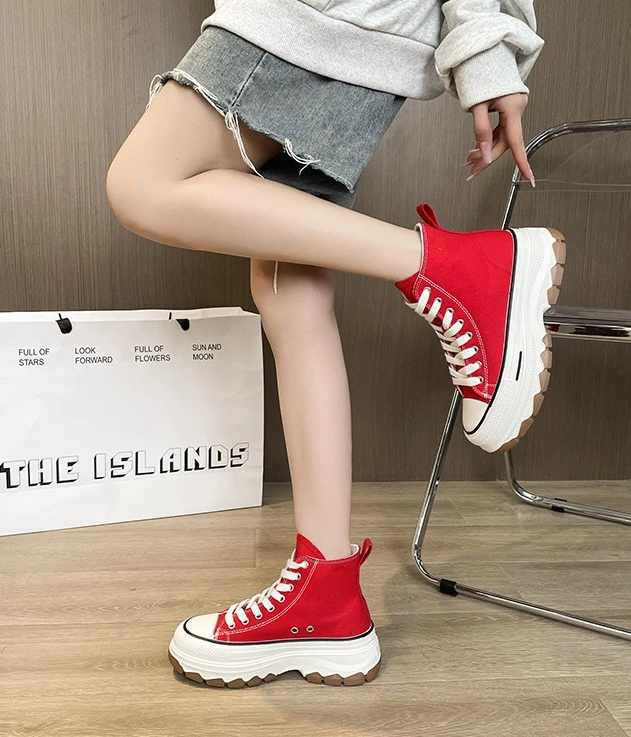 Platform High-Top Canvas Sneakers for Women