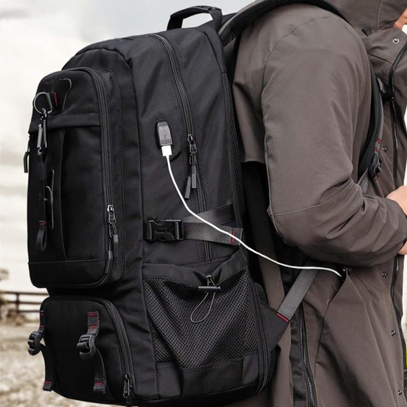 Multifunctional Laptop Travel Backpack with USB Charging Port – 80L