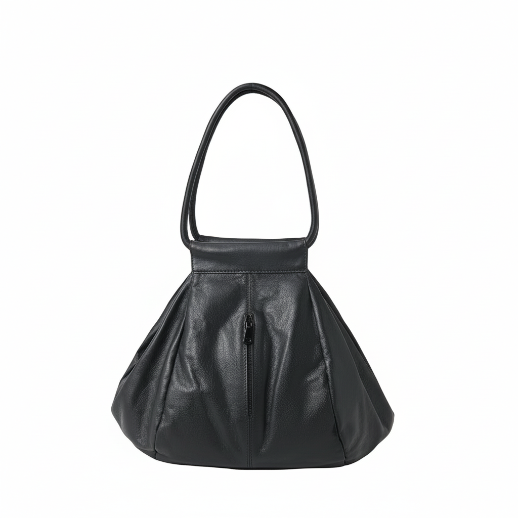 Genuine Cowhide Leather Slouchy Shoulder Bag