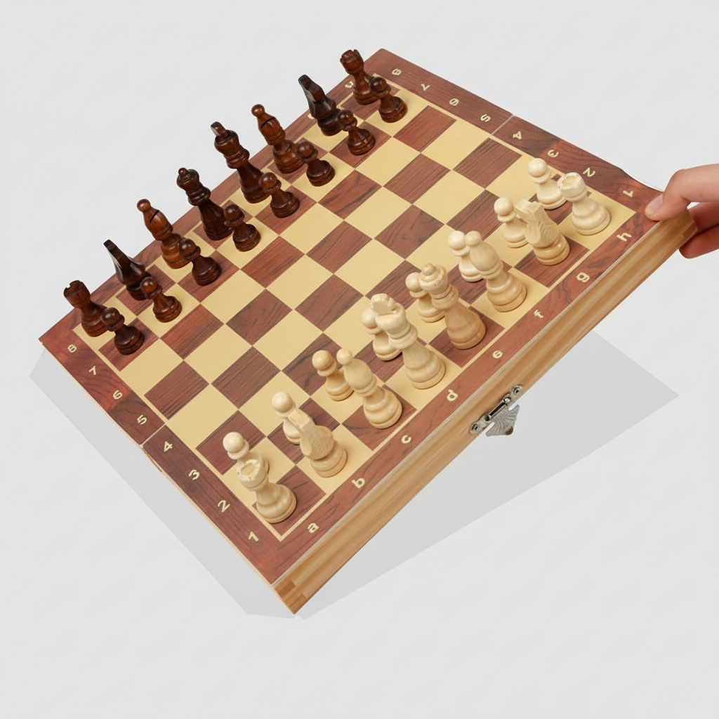 Magnetic Solid Wood Folding Chess Set