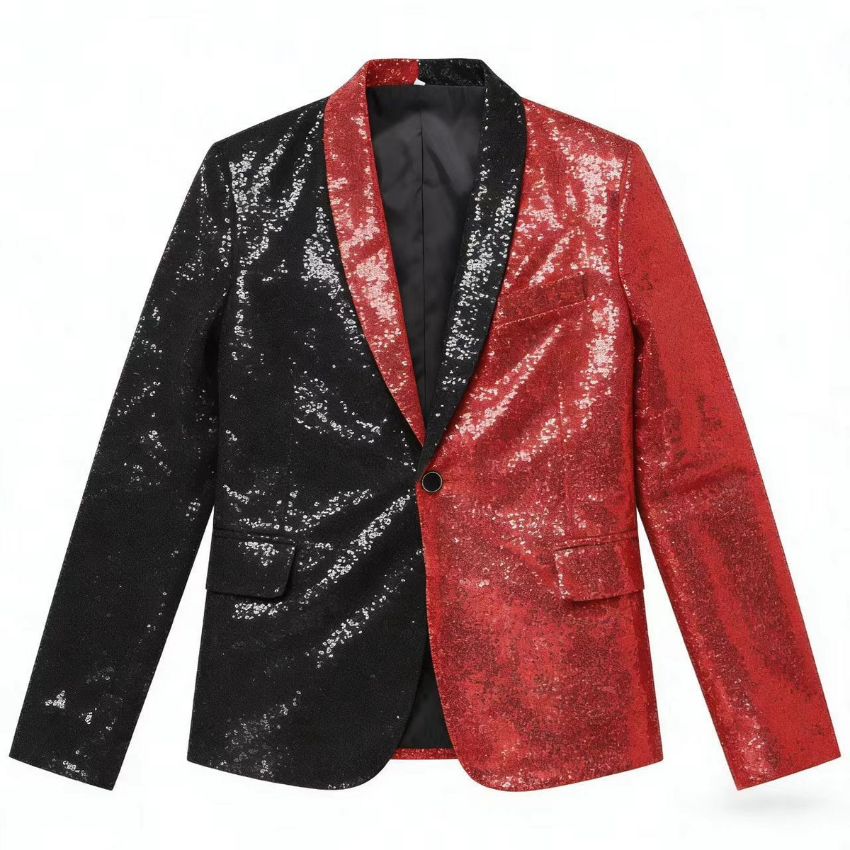 Men's Colorblock Split-Sequin Tuxedo Blazer