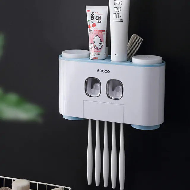 Automatic Toothpaste Dispenser, Toothbrush Holder, Multifunctional Bathroom Organizer