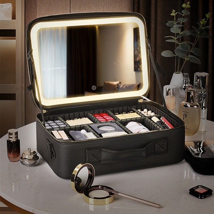 Waterproof Makeup Case with Detachable LED Mirror