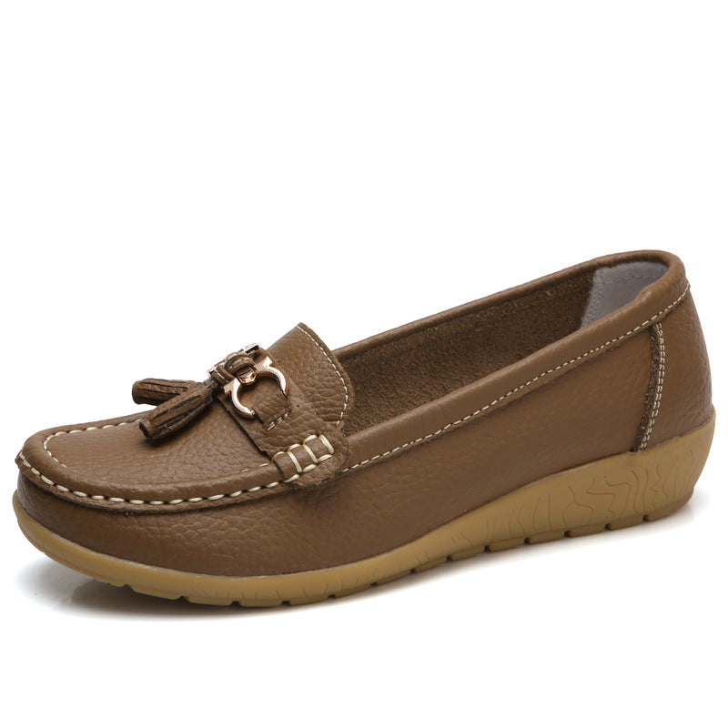 Genuine Leather Moccasin-Style Loafers