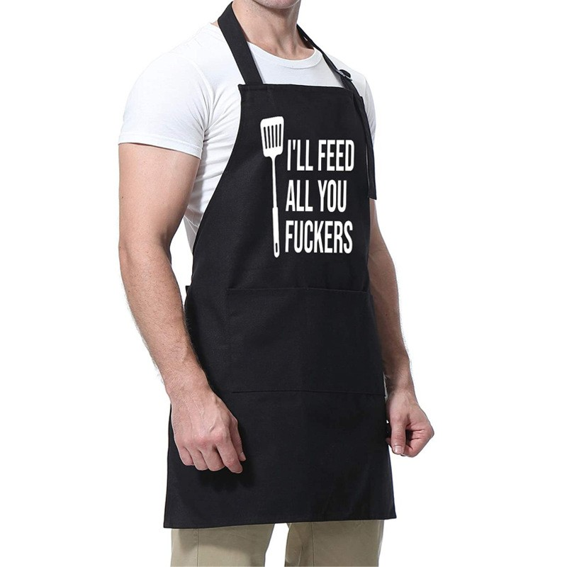 BBQ & Kitchen Multi-Pocket Graphic Apron with Adjustable Neck Strap – Water Resistant