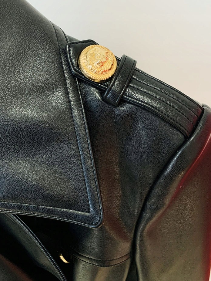 Belted Faux Leather Trench Coat