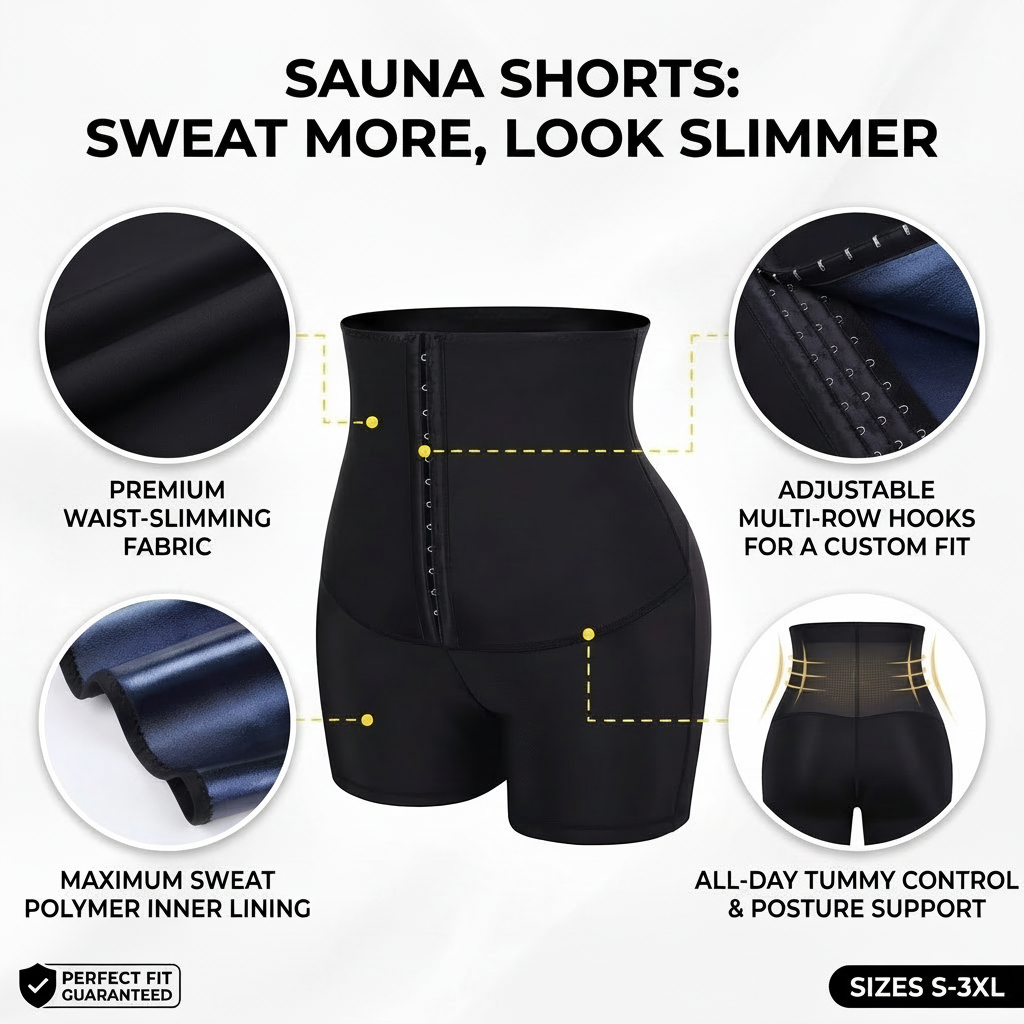 High-Waisted Sauna Sweat Shorts for Fitness, Yoga, Running, Casual Wear