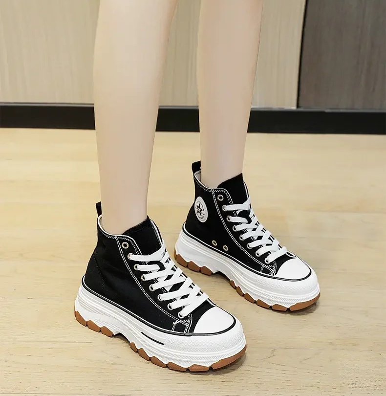 Platform High-Top Canvas Sneakers for Women