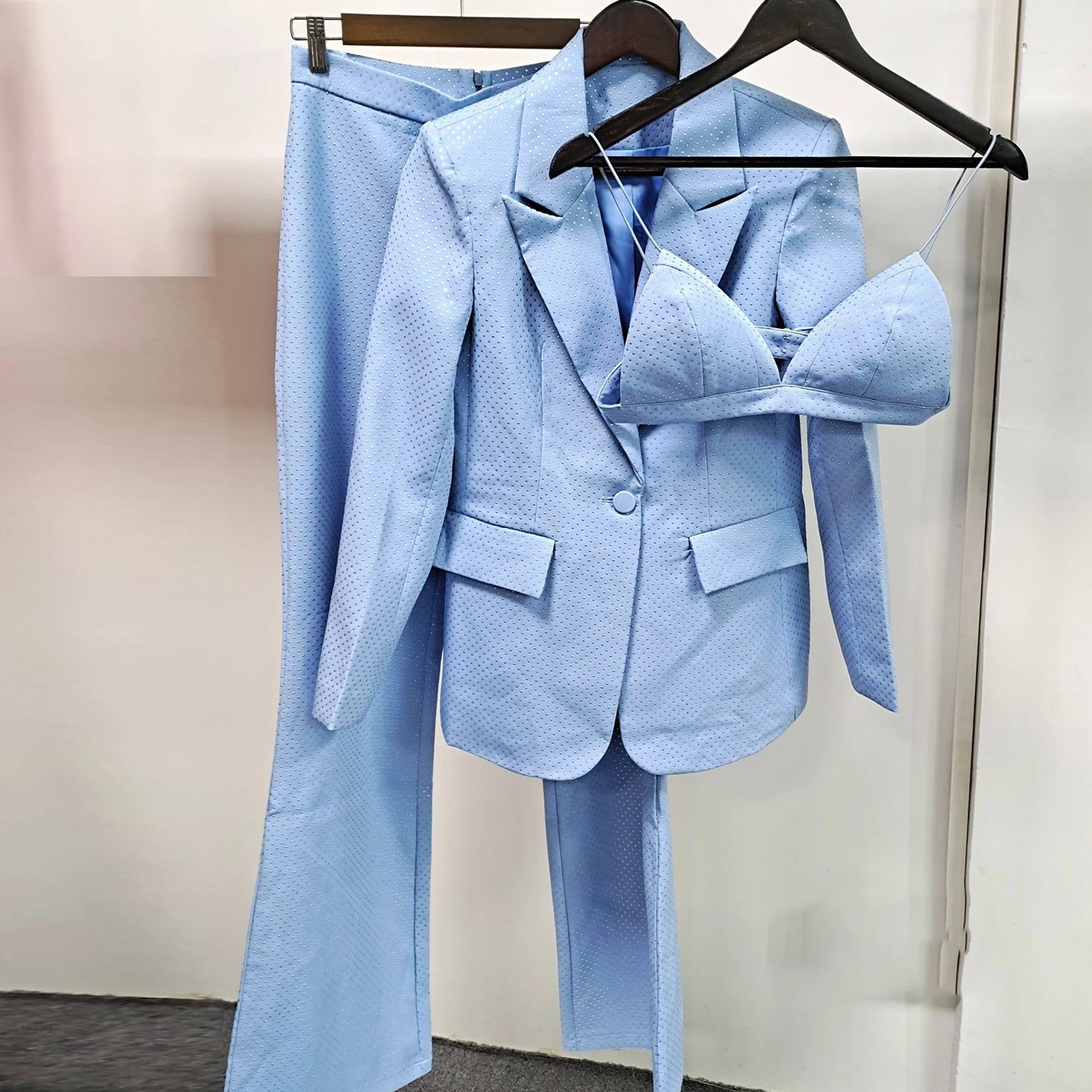 3-Piece Crystal-Embellished Pantsuit