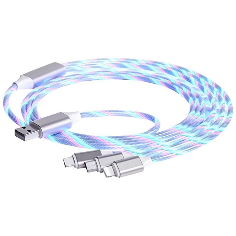 3-in-1 LED Light-Up Ultra-Fast Charging Cable for Type-C, Micro-USB and Lightning