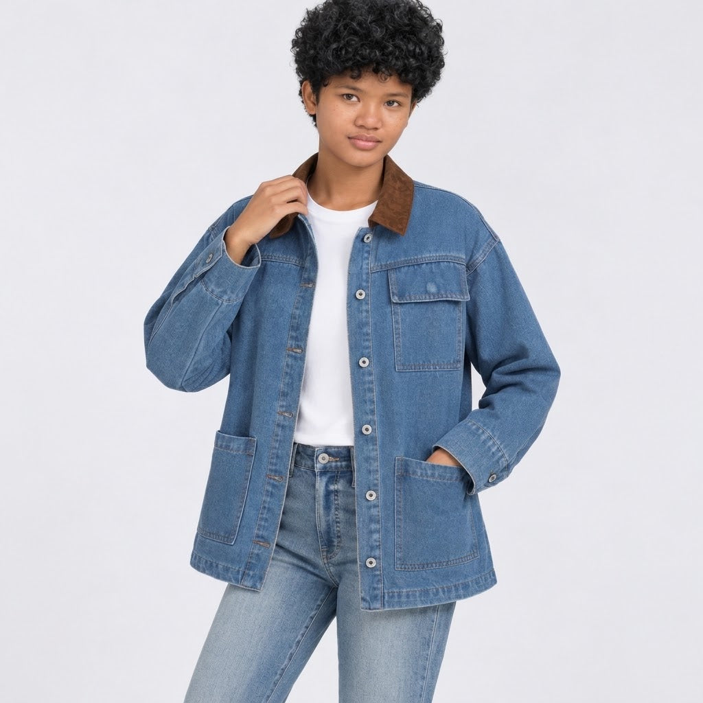 Women's Oversized Mid-Long Denim Jacket