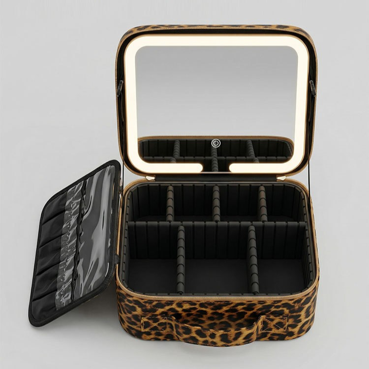 Portable Travel Makeup Case with Built-in LED Lighted Mirror