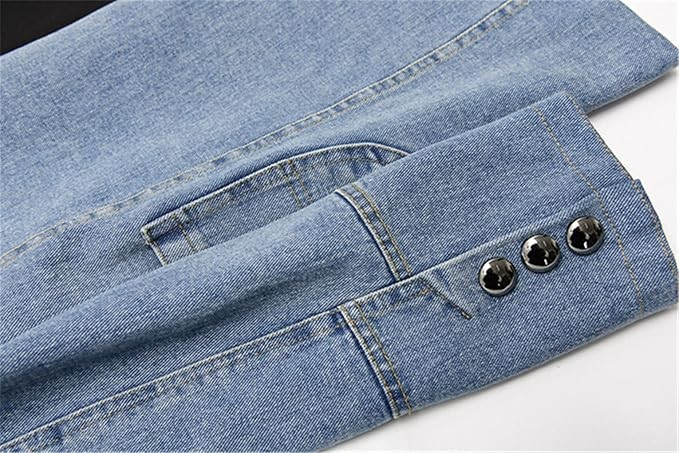 Irregular Denim Patchwork Blazer