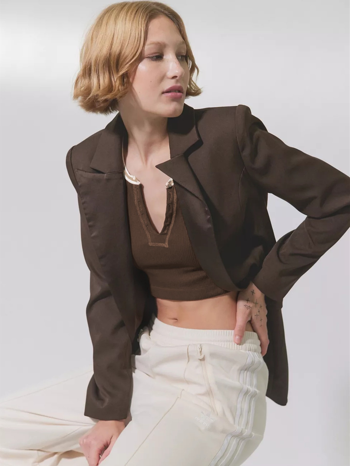 Cotton Ribbed Cap-Sleeved Crop Top