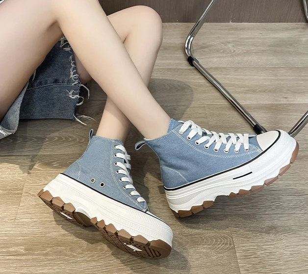 Platform High-Top Canvas Sneakers for Women