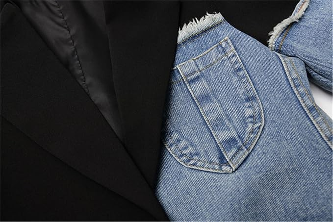 Irregular Denim Patchwork Blazer