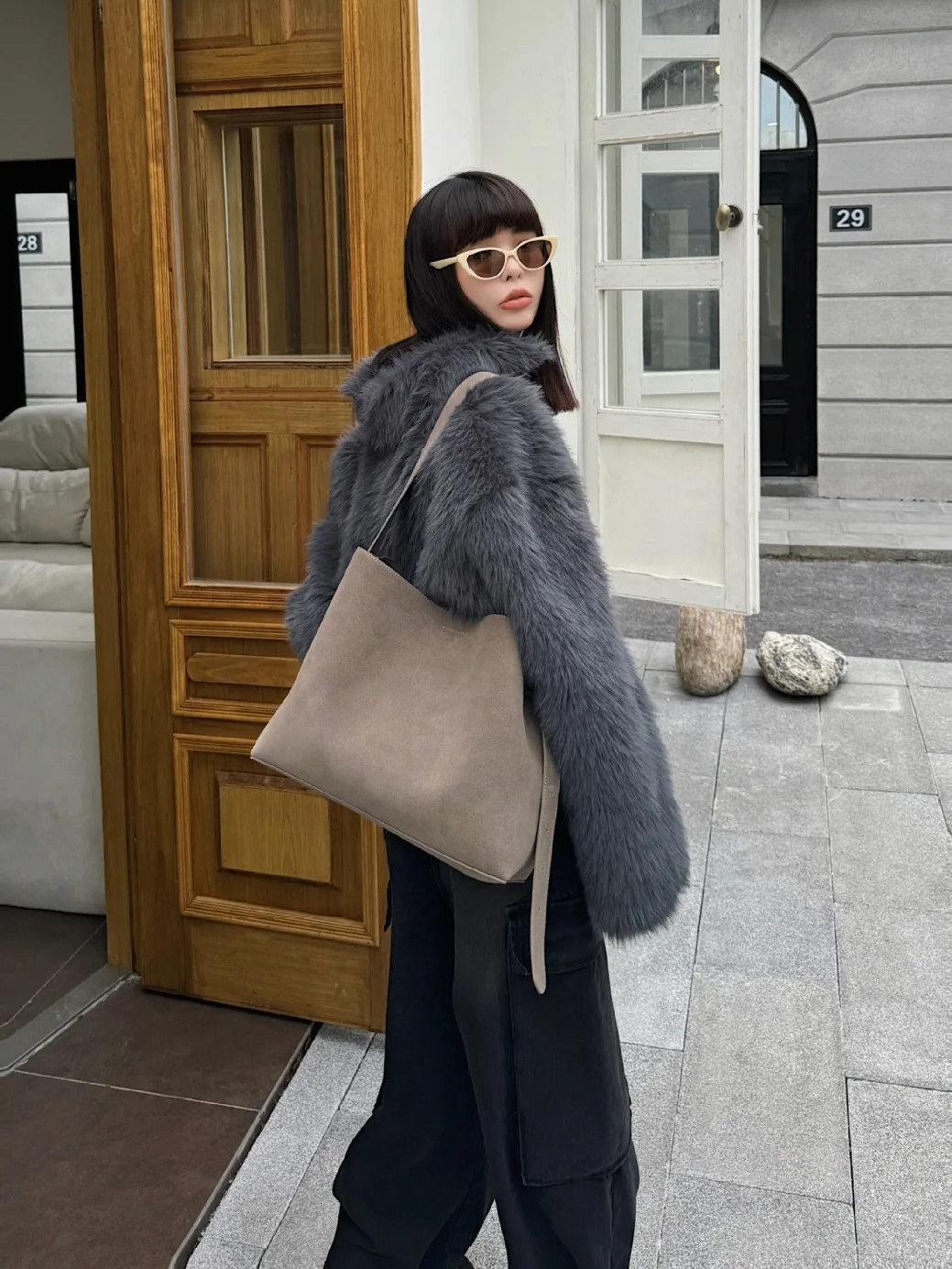 Retro Suede Slouchy Tote Bag