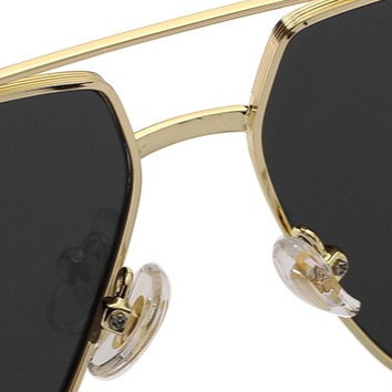 Double-Bridge Square Metal Polarized Sunglasses