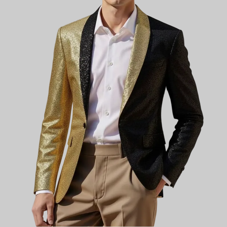 Men's Slim Fit Two-Tone Sequin Blazer
