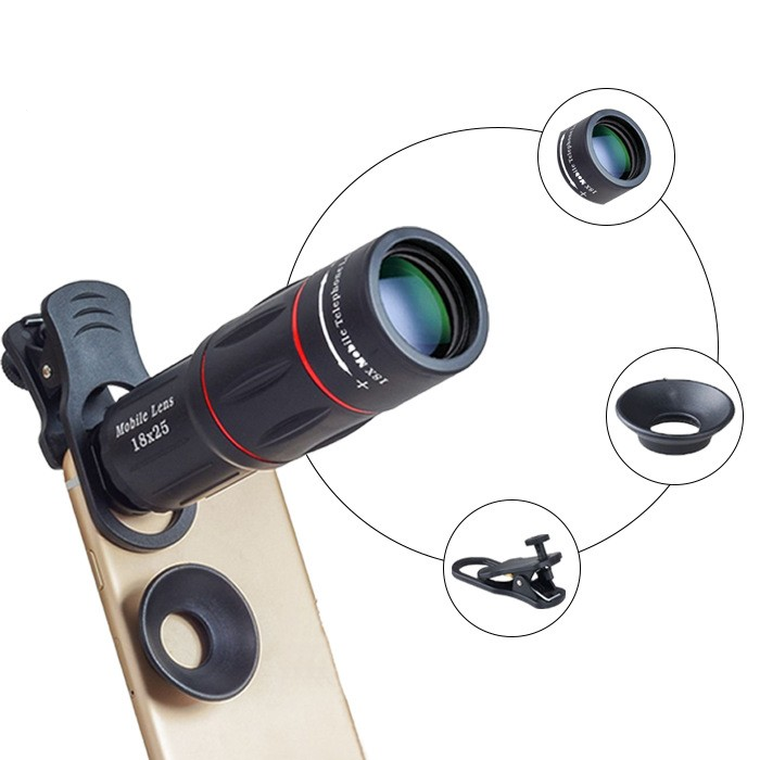 Universal 18x/125x Optical Zoom Telephoto Lens Kit, Mobile Phone Telescope