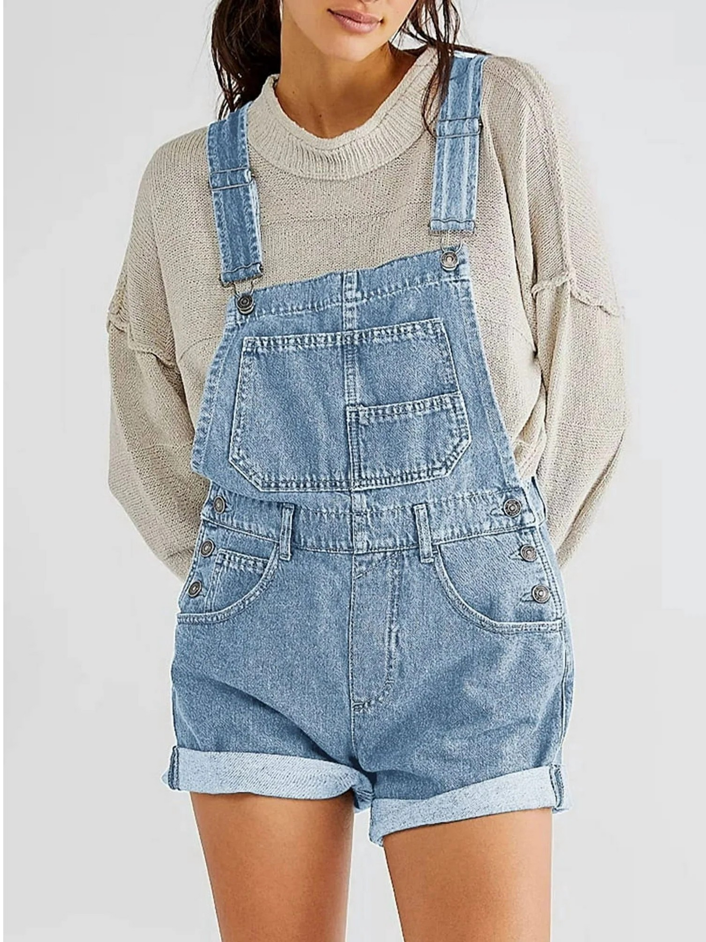 Multi-Pocket Overalls Shorts