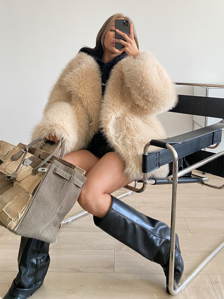 Faux Fur Mid-Length Coat