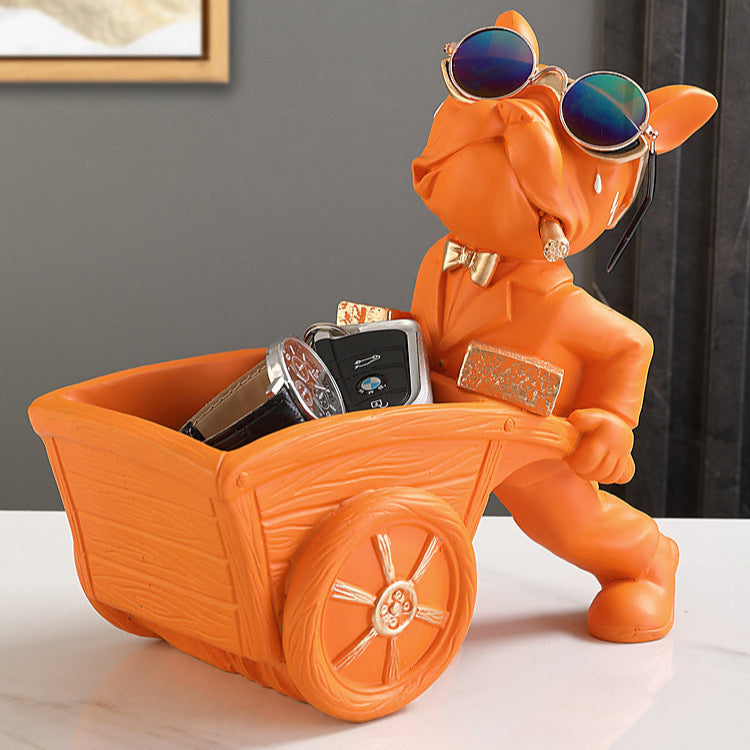 Indoor/Outdoor Trolley Dog Statue Multipurpose Decorative Storage Tray