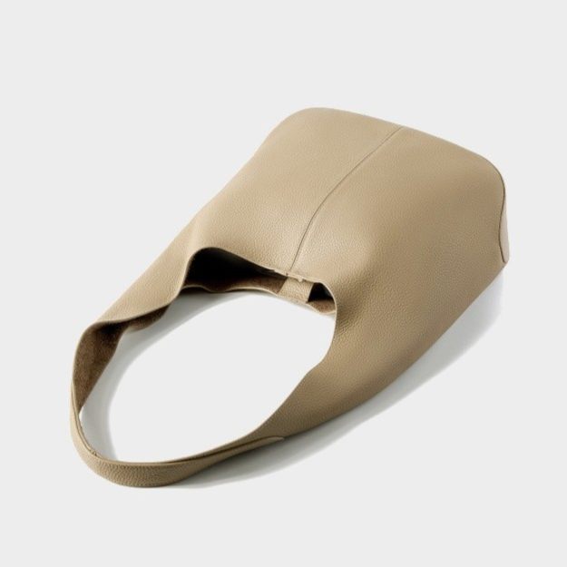 Slouchy Hobo Shoulder Bag in Genuine Cowhide Leather