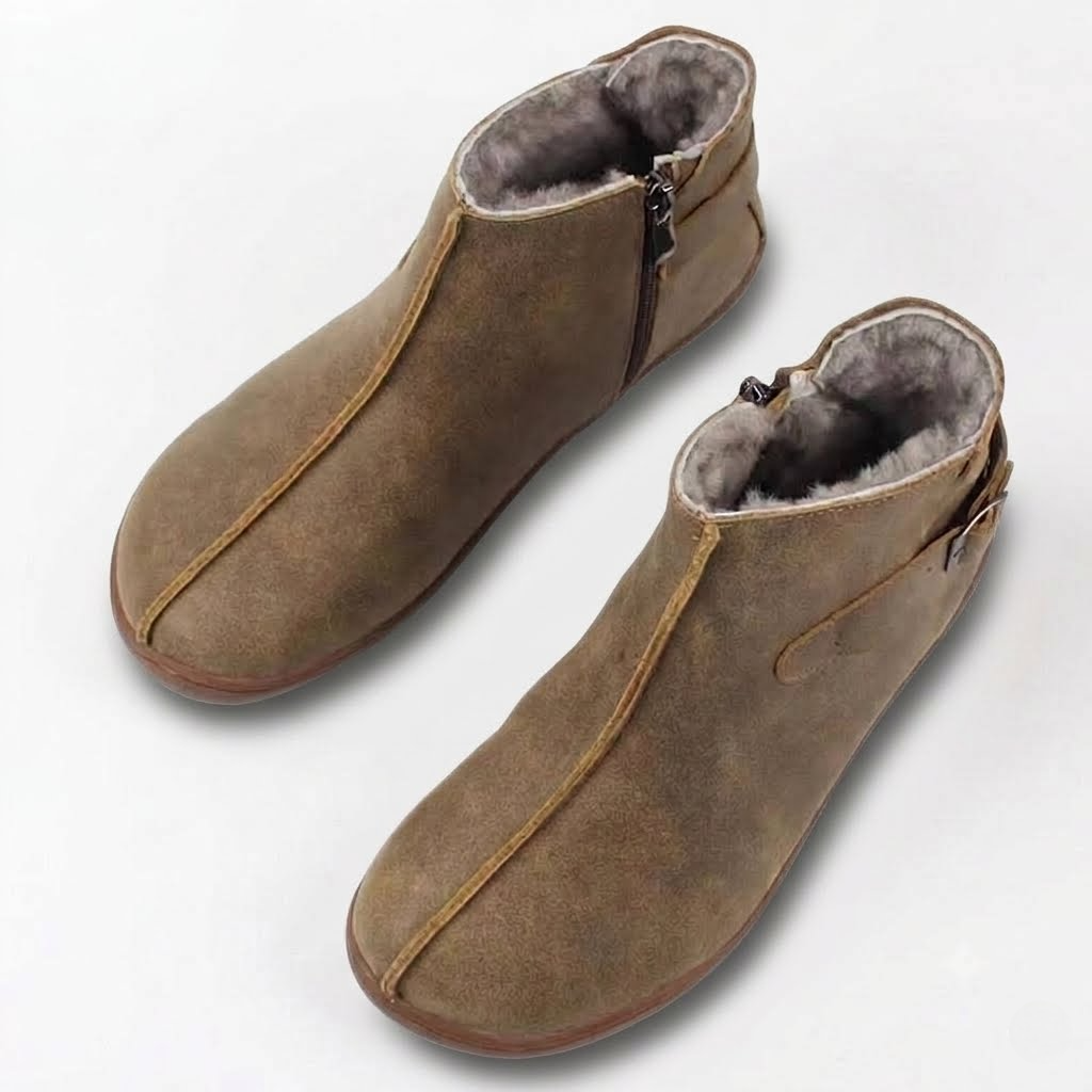 Women's Handmade Fur-Lined Barefoot Boots – Genuine Cowhide Leather