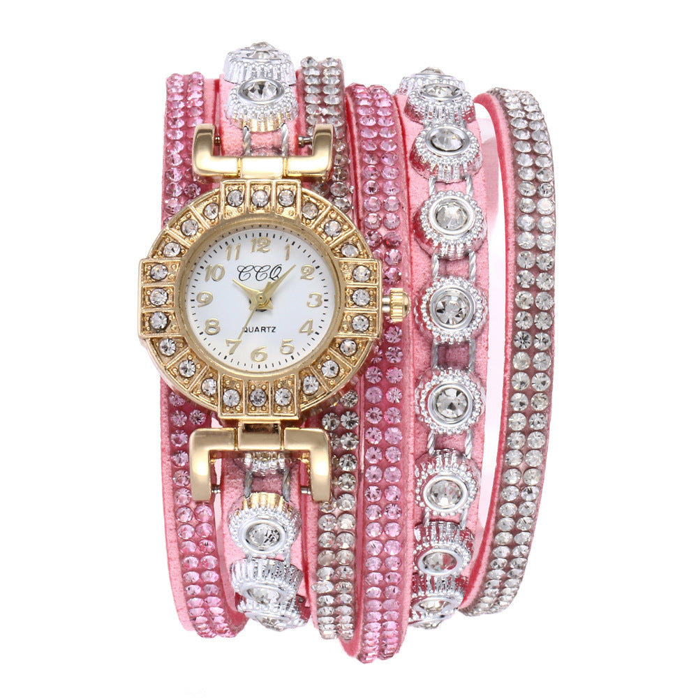 Rhinestone Multi-Layered Bracelet Watch