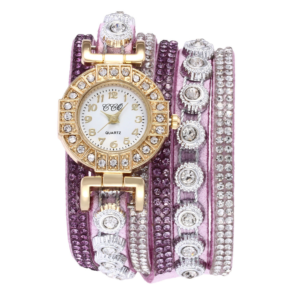Rhinestone Multi-Layered Bracelet Watch
