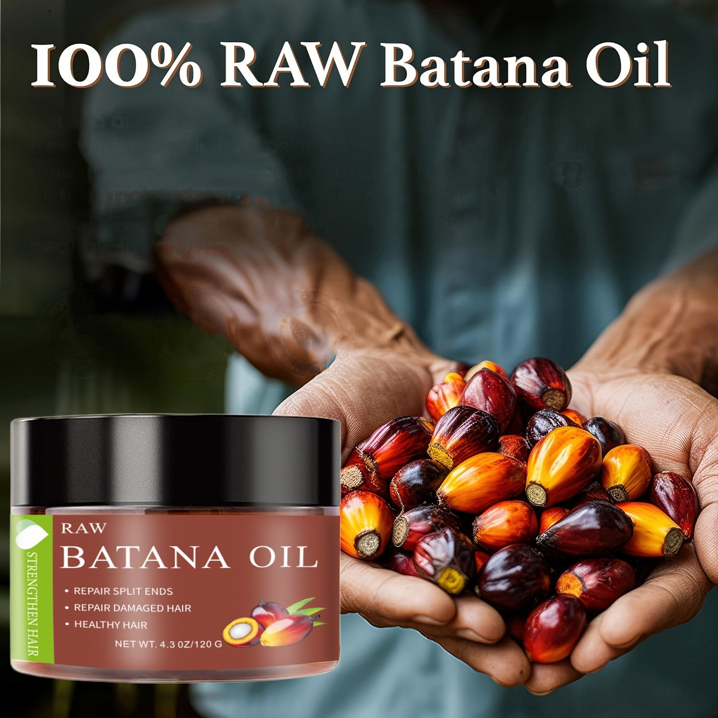 100% Raw and Pure Natural Batana Oil, For All Hair Types, Grow Thicker-Stronger Hair, Repair Damaged Hair