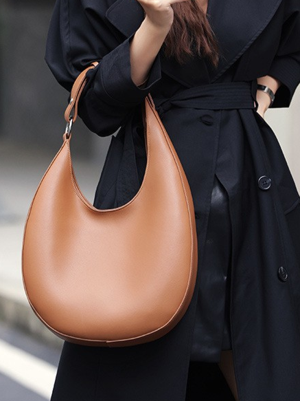 Half-Moon Hobo Shoulder Bag – Genuine Cowhide Leather
