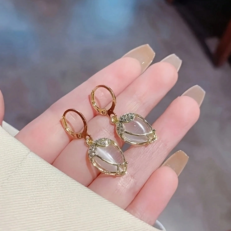 Opal Tulip Huggie Earrings