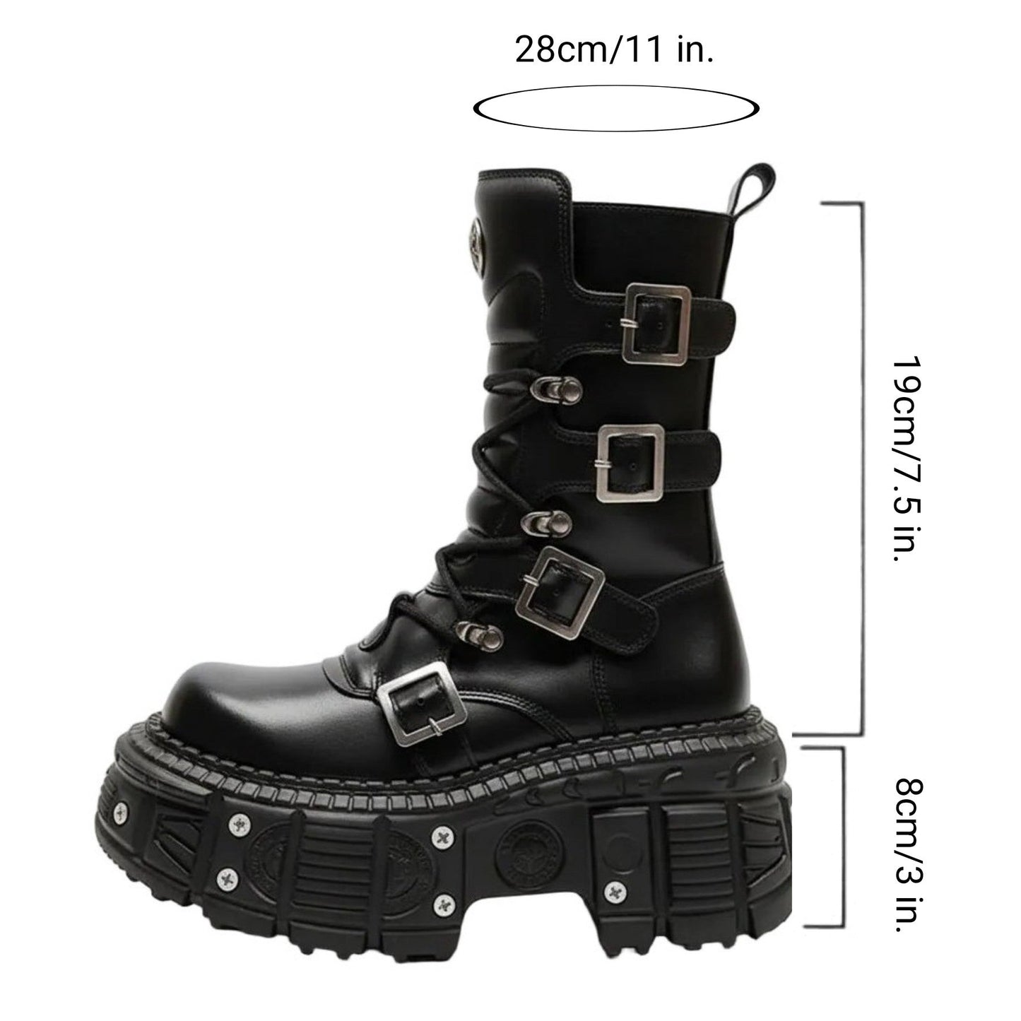 Genuine Leather Gothic Platform Combat Boots – Unisex