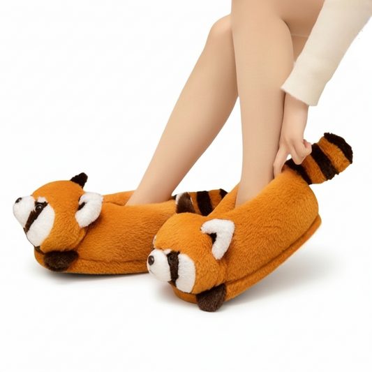 Red Panda & Fox Plush Slippers