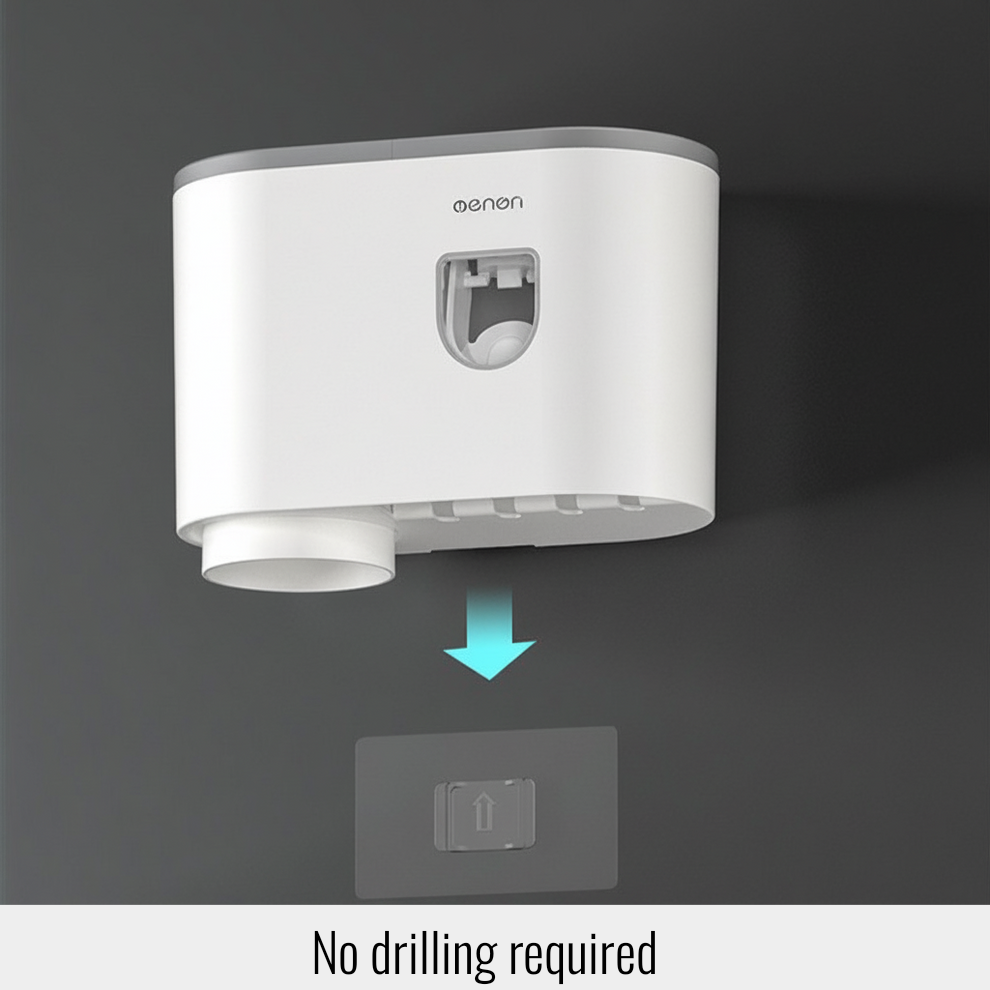 3-in-1 Wall-Mounted Toothbrush Holder with Automatic Toothpaste Dispenser
