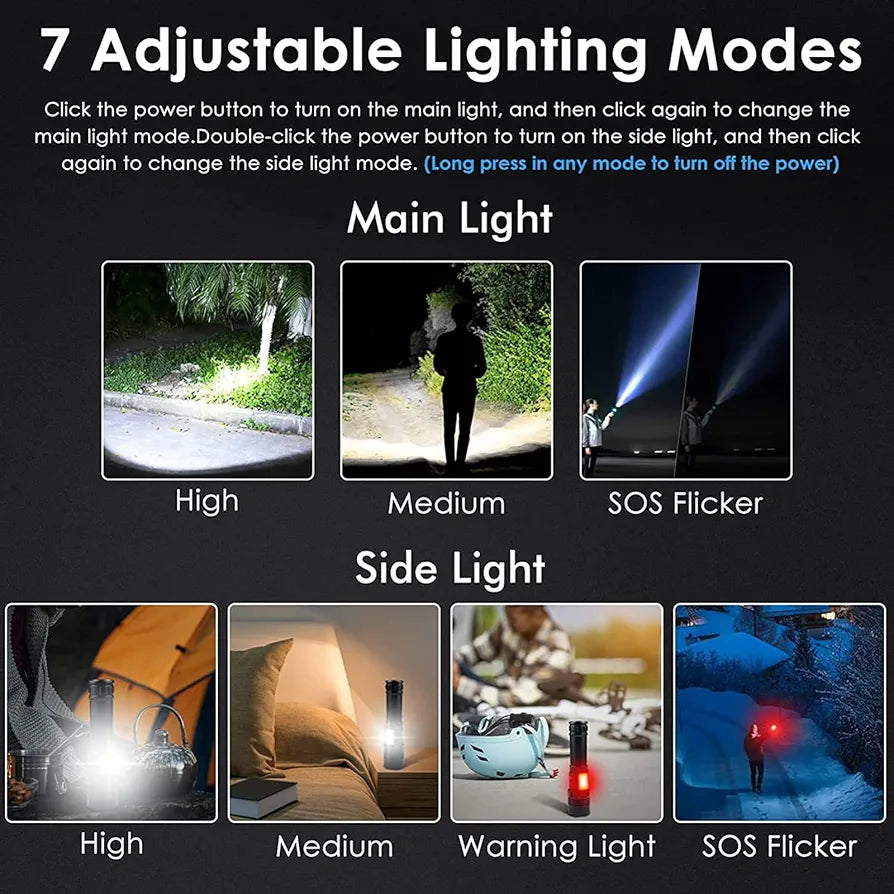 USB Rechargeable 100000 Lumens XHP160 Super Bright Bright Tactical LED Flashlight