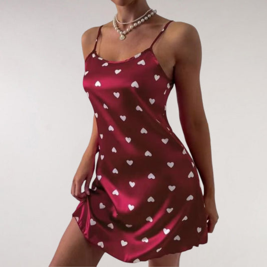 Heart Print Sling Nightdress