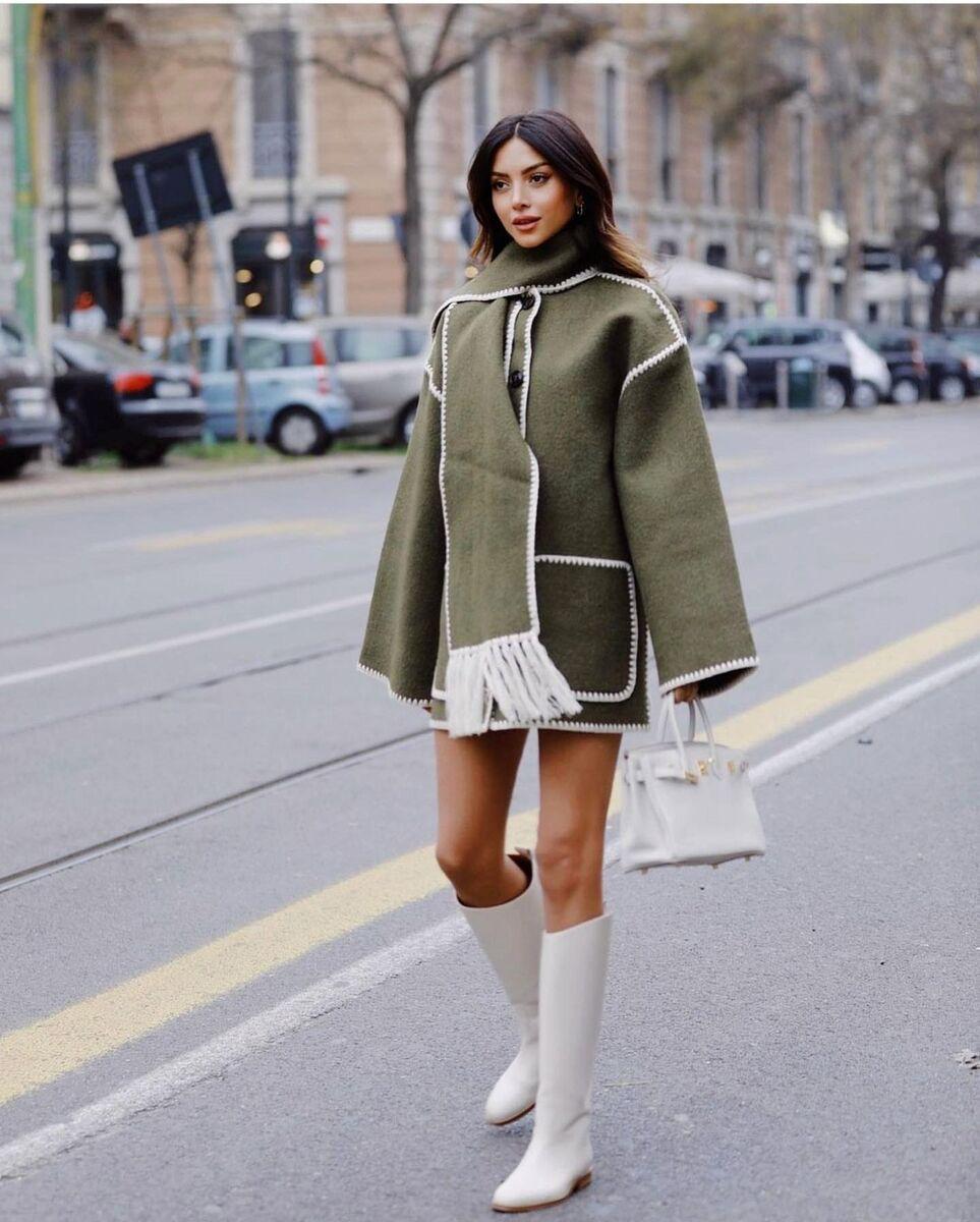 Wool-Blend Embroidered Scarf Coat