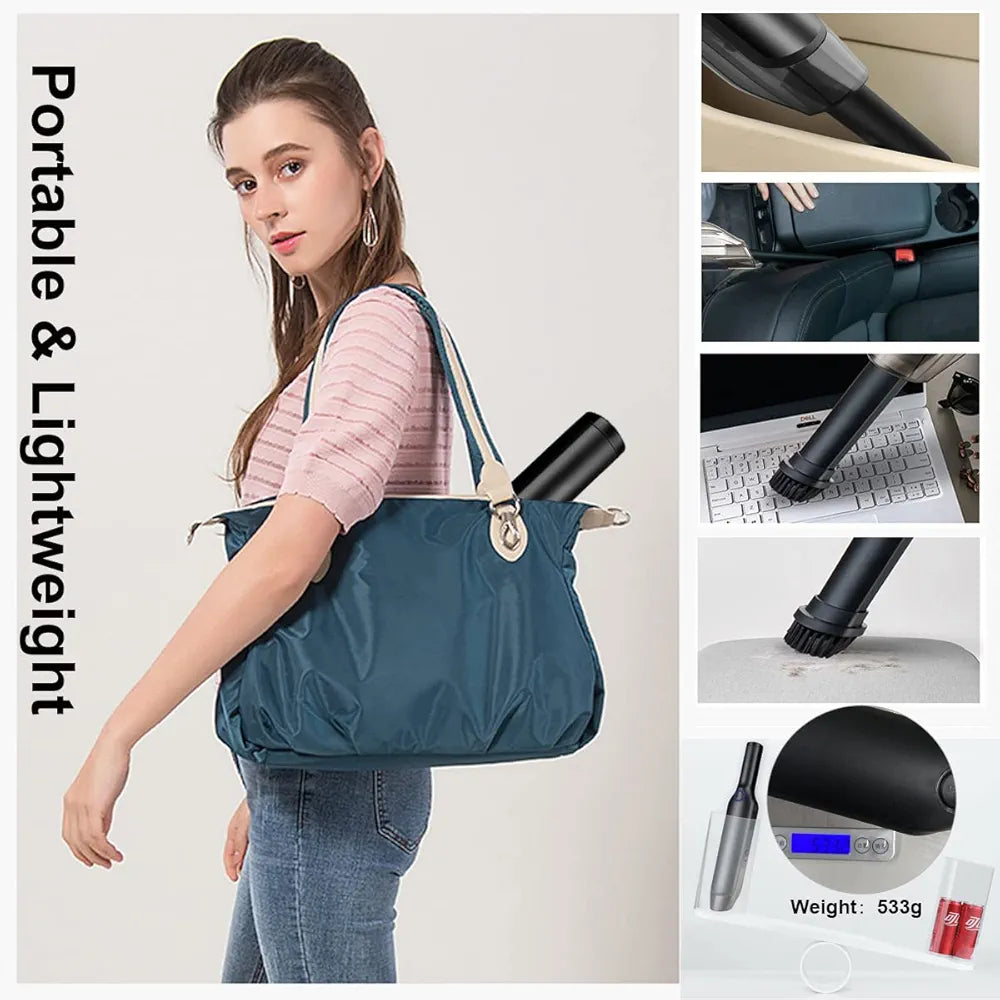 13KPa High-Suction Portable USB Cordless Car Vacuum Cleaner for Dry and Wet Cleaning