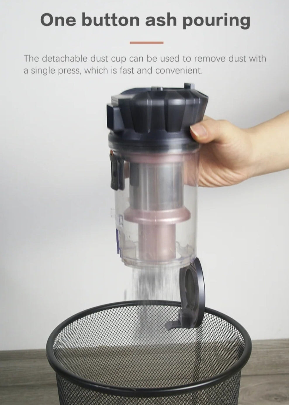 10KPa High-Suction Cordless Handheld Vacuum Cleaner, 45min Runtime, Built-In LED Light, Detachable Battery, Washable Filter